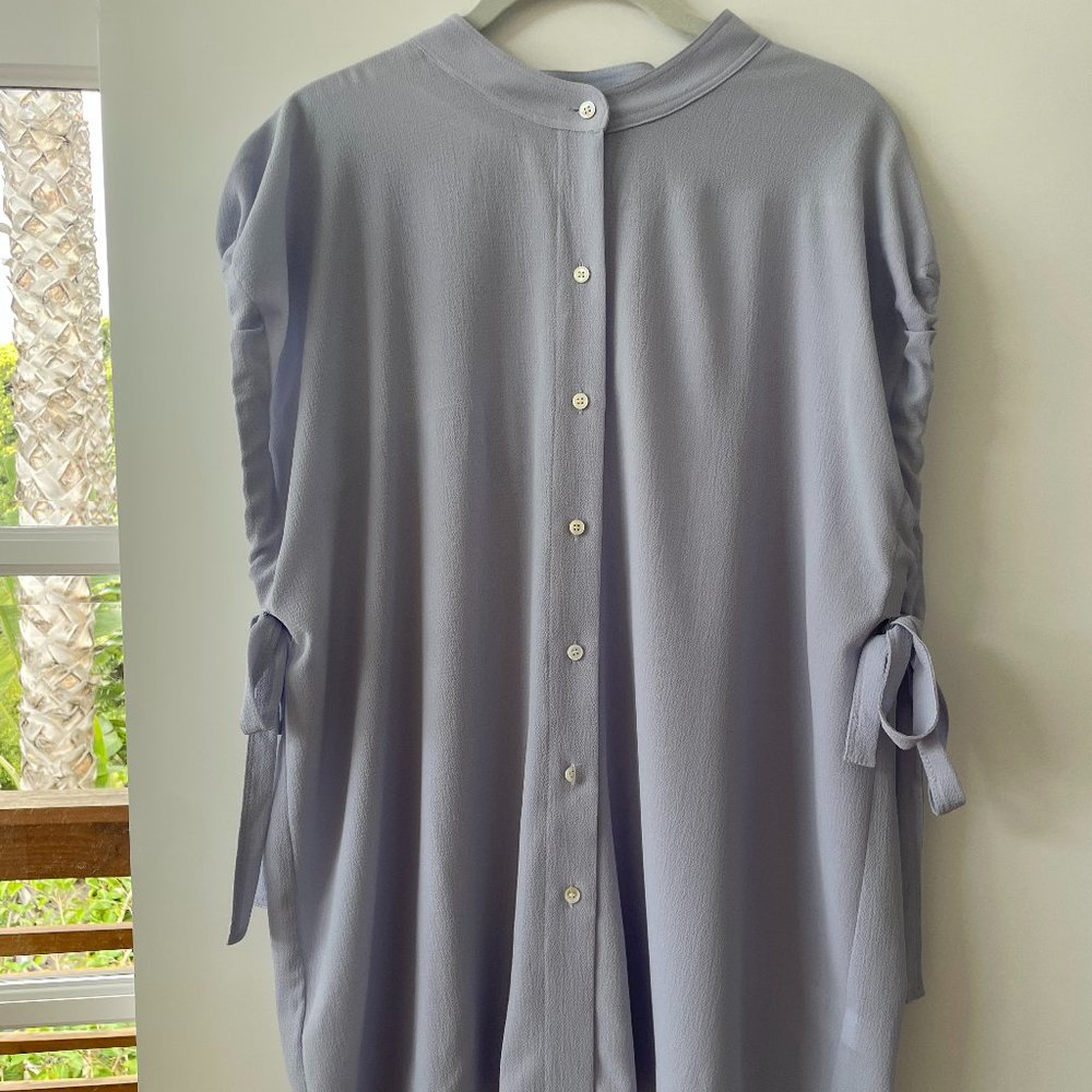 Vince Camuto Lavender Button‎ Down, Shoulder-Length Blouse with Side Ties, 1X